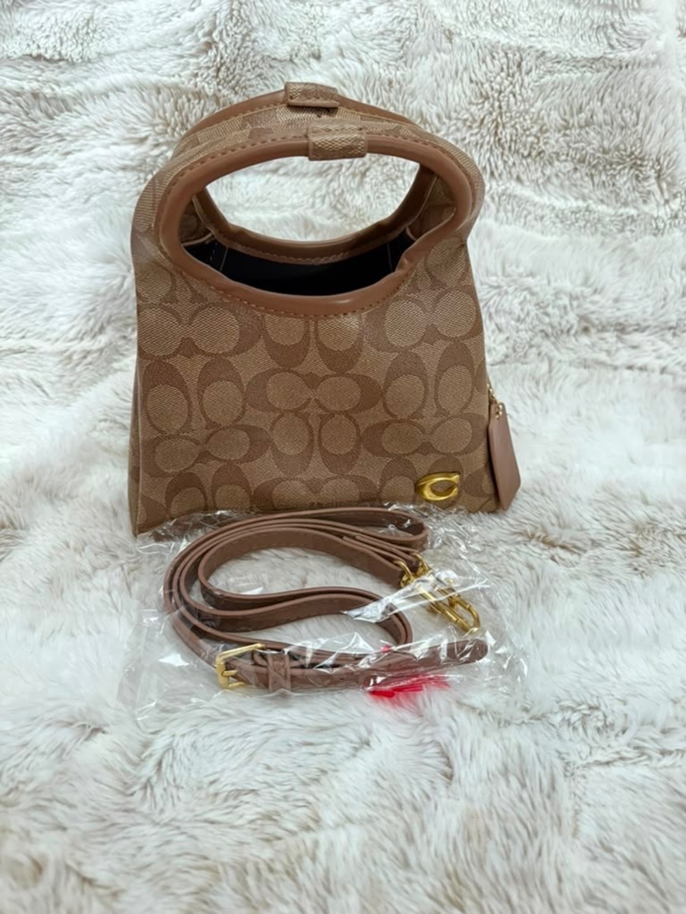 Coach Tan Signature Mini Carryall Crossbody Bag
